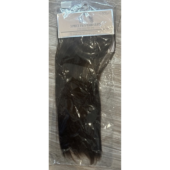 Other - Capelli Brown 3 Piece Faux Hair Clips‎ 1 Large And 2 Small.  Wear Straight/curly